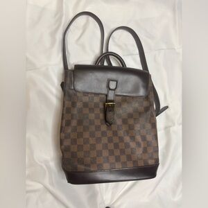 Louis Vuitton Damier Ebene Coated Canvas Soho Backpack